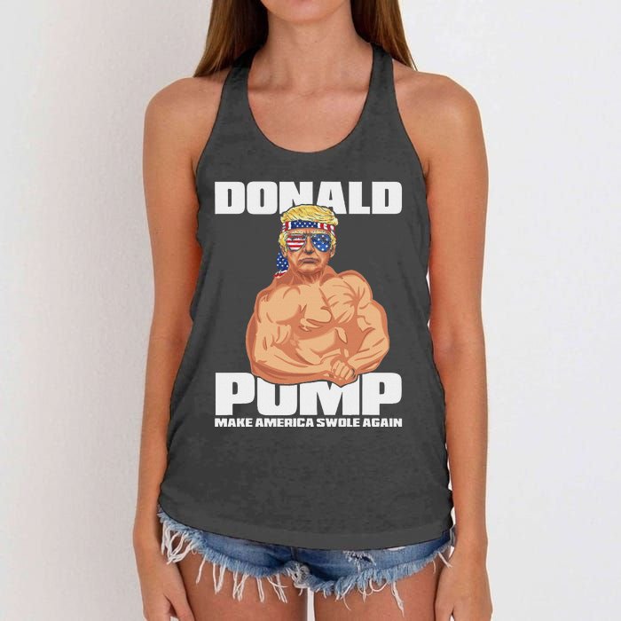 Patriotic Trump Funny July 4th Donald Pump Women's Knotted Racerback Tank