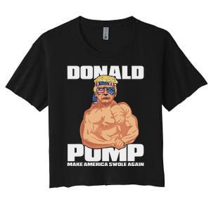 Patriotic Trump Funny July 4th Donald Pump Women's Crop Top Tee