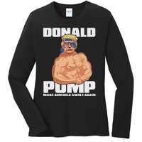 Patriotic Trump Funny July 4th Donald Pump Ladies Long Sleeve Shirt