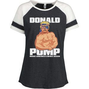 Patriotic Trump Funny July 4th Donald Pump Enza Ladies Jersey Colorblock Tee