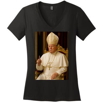 Pope Trump Funny President Trump Wants To Be The Next Pope Women's V-Neck T-Shirt