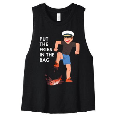 Put The Fries In The Bag Josh Block Wots Women's Racerback Cropped Tank