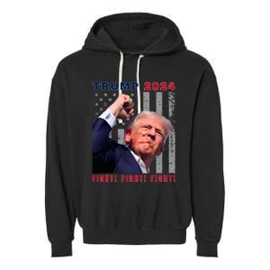 President Trump Fight! Fight! Fight! Maga Usa Stand United Garment-Dyed Fleece Hoodie