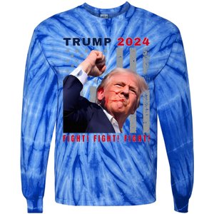 President Trump Fight! Fight! Fight! Maga Usa Stand United Tie-Dye Long Sleeve Shirt