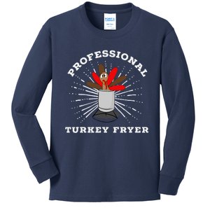 Professional Turkey Fryer Frying Thanksgiving Kids Long Sleeve Shirt