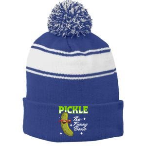 Pickle The Funny Bone Pickles Lover Gift Stripe Pom Pom Beanie