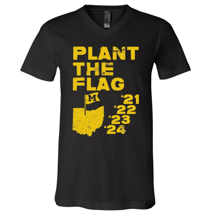 Plant The Flag 21 22 23 24 Michigan V-Neck T-Shirt