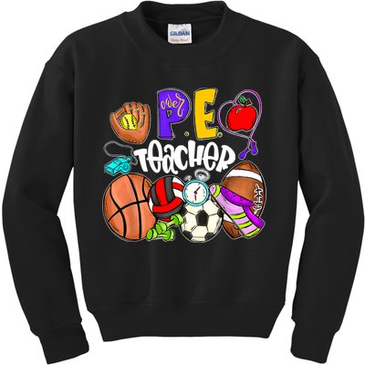 PE Teacher Funny Physical Education Teacher Back To School Kids Sweatshirt