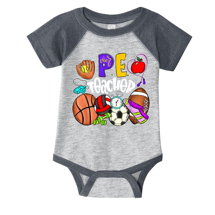PE Teacher Funny Physical Education Teacher Back To School Infant Baby Jersey Bodysuit
