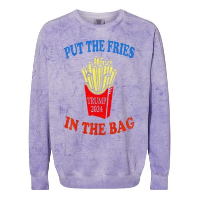 Put The Fries In The Bag Fast Food Lover Funny French Fry Trump 2024 Colorblast Crewneck Sweatshirt