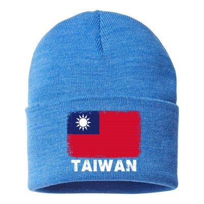 Proud Taiwan Flag Gift Support Taiwanese People Gift Sustainable Knit Beanie