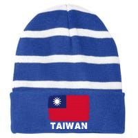 Proud Taiwan Flag Gift Support Taiwanese People Gift Striped Beanie with Solid Band