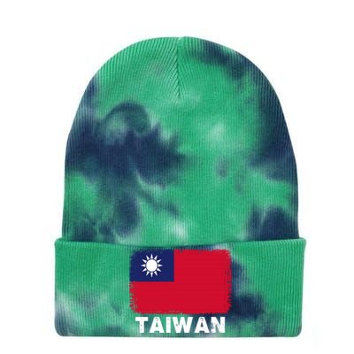 Proud Taiwan Flag Gift Support Taiwanese People Gift Tie Dye 12in Knit Beanie