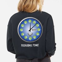 Pickleball Time Front And Back Cropped Pullover Crew
