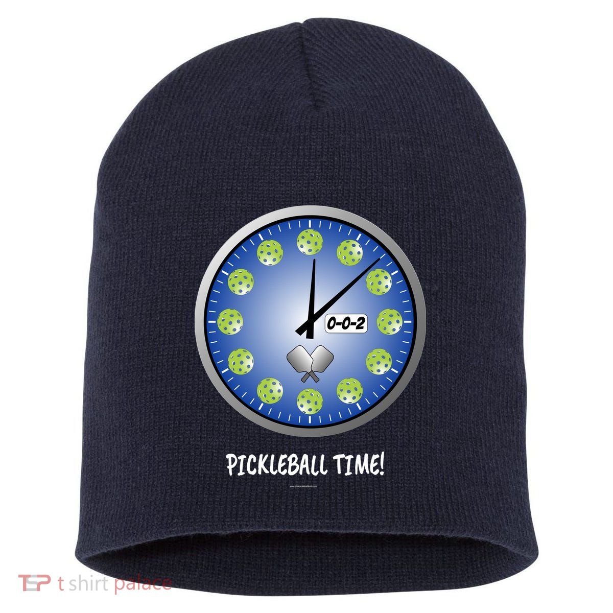 Pickleball Time Front And Back Short Acrylic Beanie
