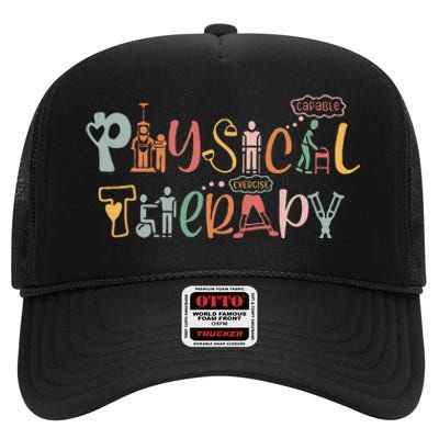 Physical Therapy Funny Physical Therapist Pt Month High Crown Mesh Back Trucker Hat