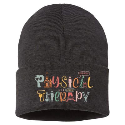 Physical Therapy Funny Physical Therapist Pt Month Sustainable Knit Beanie