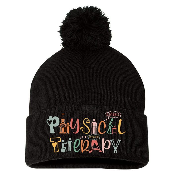 Physical Therapy Funny Physical Therapist Pt Month Pom Pom 12in Knit Beanie