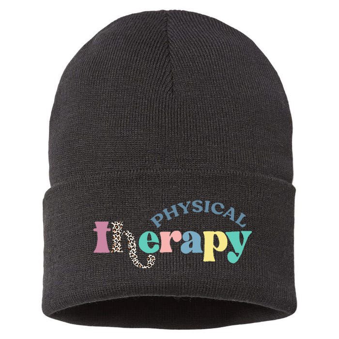 Physical Therapy Funny Physical Therapist pt therapist month Sustainable Knit Beanie