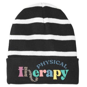 Physical Therapy Funny Physical Therapist pt therapist month Striped Beanie with Solid Band