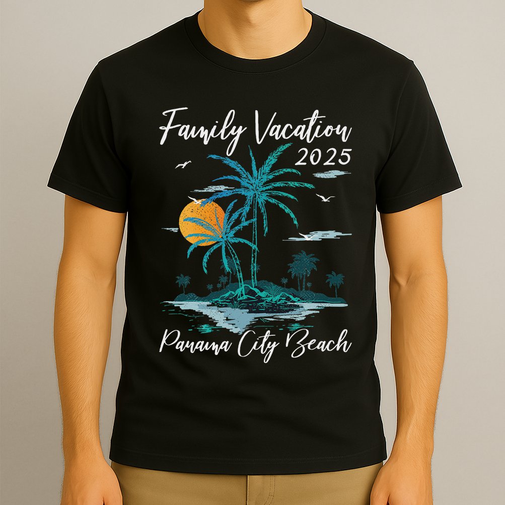 Palm Tree Family Vacation 2025 Florida Panama City Beach T-Shirt