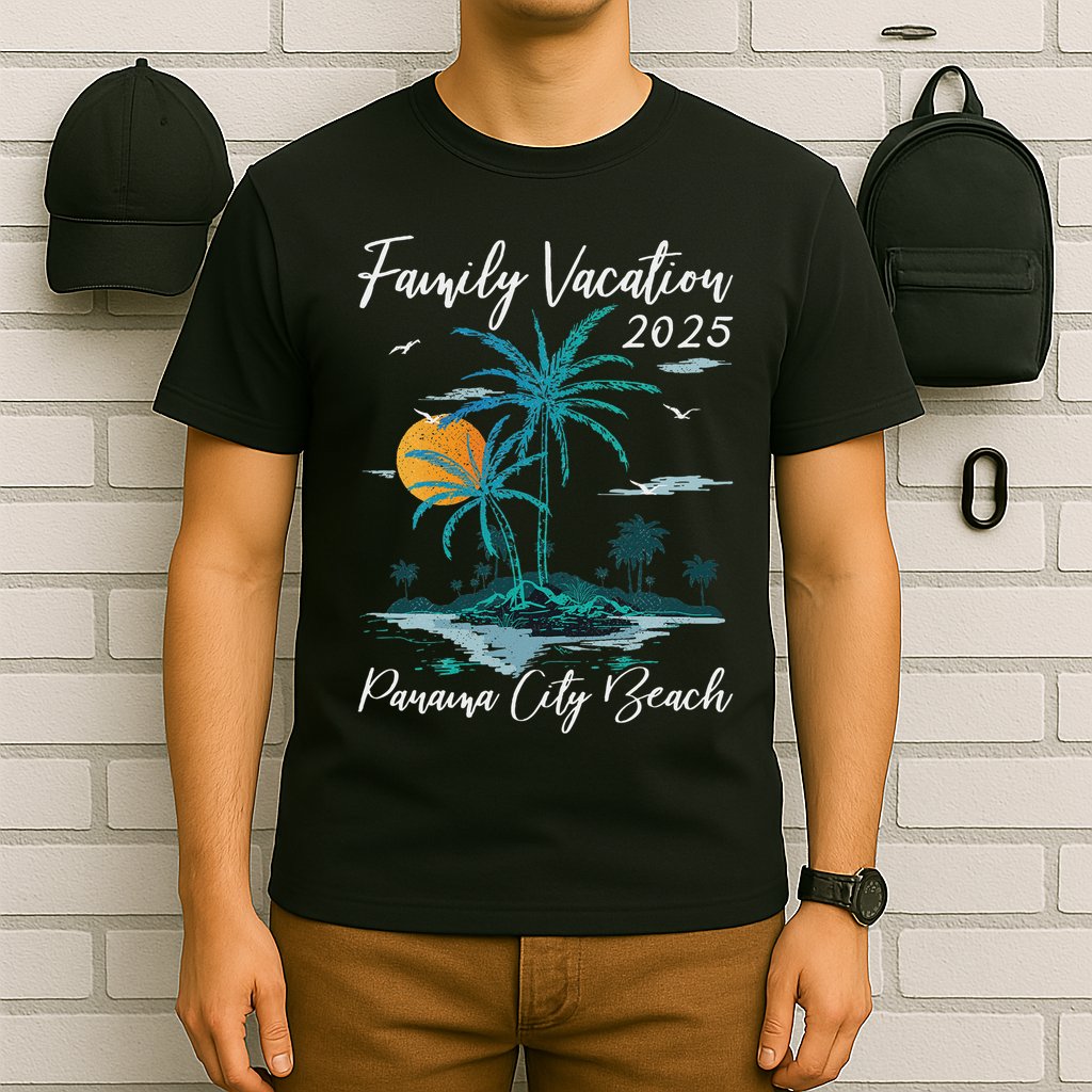Palm Tree Family Vacation 2025 Florida Panama City Beach T-Shirt