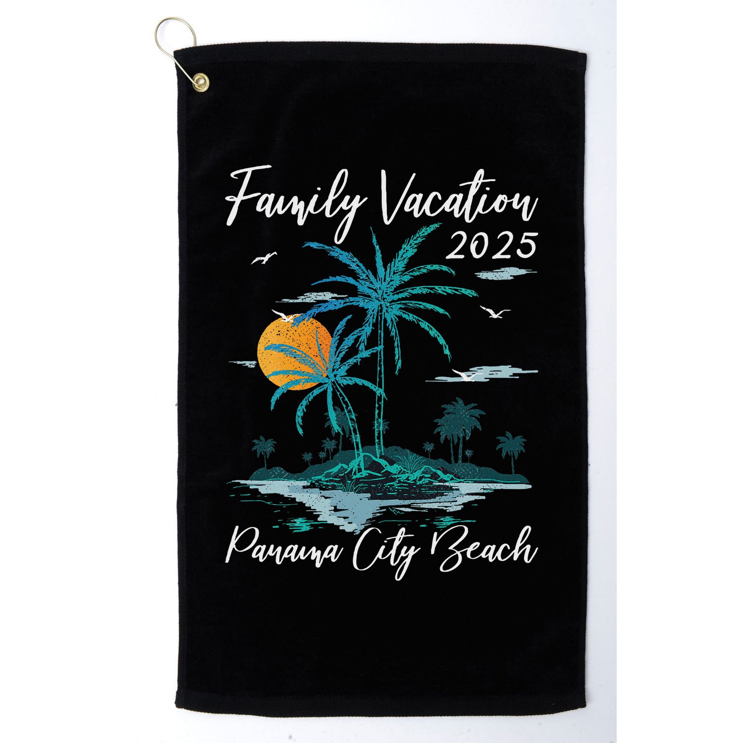 Palm Tree Family Vacation 2025 Florida Panama City Beach Golf Towel