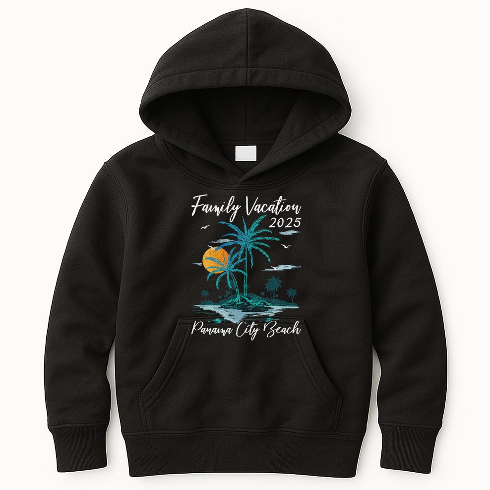 Palm Tree Family Vacation 2025 Florida Panama City Beach Kids Hoodie