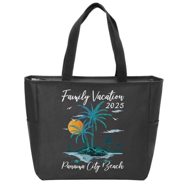Palm Tree Family Vacation 2025 Florida Panama City Beach Zip Tote Bag
