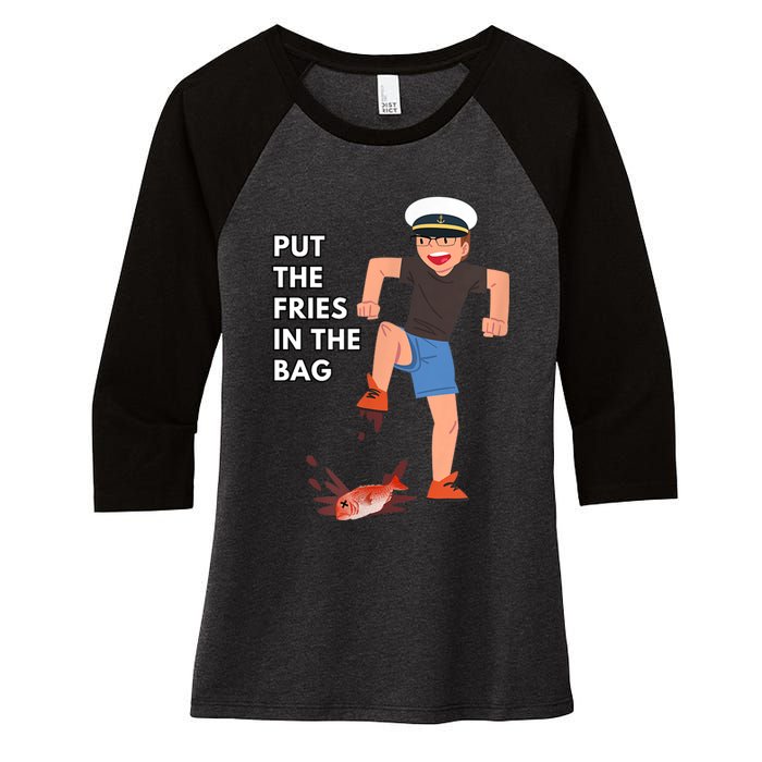 Put The Fries In The Bag Josh Block Wots Women's Tri-Blend 3/4-Sleeve Raglan Shirt