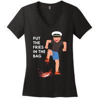 Put The Fries In The Bag Josh Block Wots Women's V-Neck T-Shirt