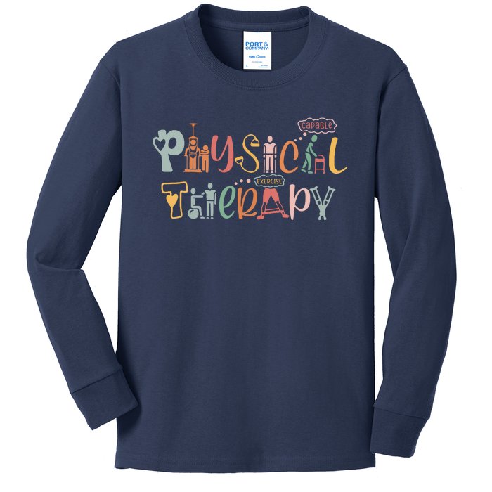 Physical Therapy Funny Physical Therapist PT Month Kids Long Sleeve Shirt