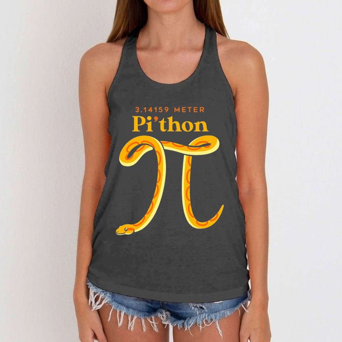 Pi Thon Funny Pi Day Ball Python Snake For Teacher Women's Knotted Racerback Tank