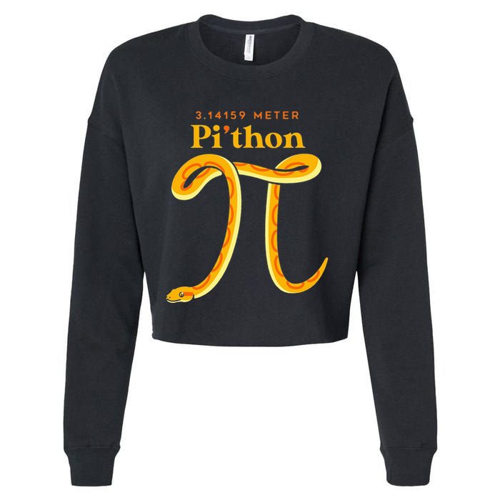 Pi Thon Funny Pi Day Ball Python Snake For Teacher Cropped Pullover Crew