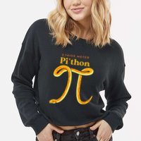 Pi Thon Funny Pi Day Ball Python Snake For Teacher Cropped Pullover Crew