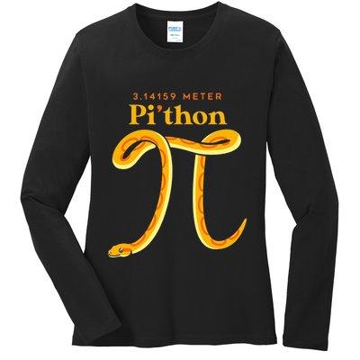 Pi Thon Funny Pi Day Ball Python Snake For Teacher Ladies Long Sleeve Shirt