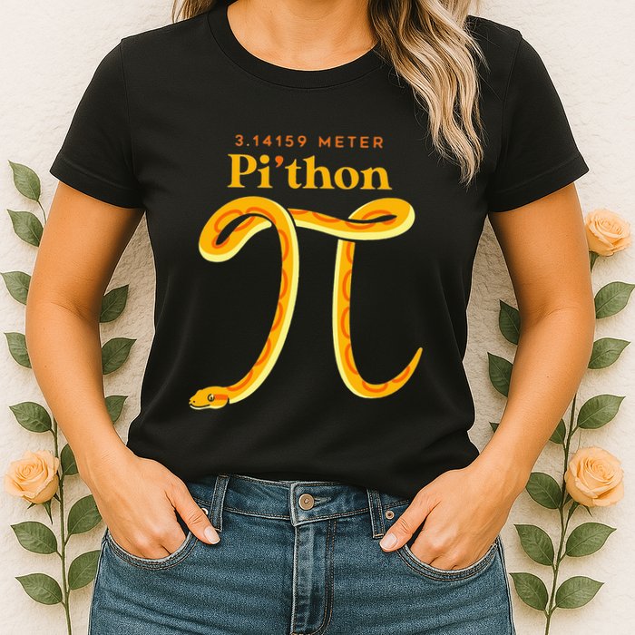 Pi Thon Funny Pi Day Ball Python Snake For Teacher Womens T-Shirt