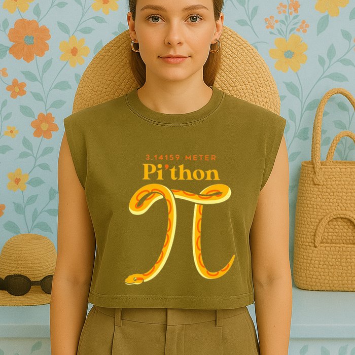Pi Thon Funny Pi Day Ball Python Snake For Teacher Garment-Dyed Women's Muscle Tee