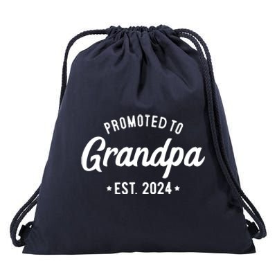 Promoted To Grandpa Est 2024 Grandparents Baby Announcement Drawstring Bag