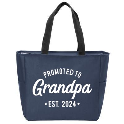 Promoted To Grandpa Est 2024 Grandparents Baby Announcement Zip Tote Bag