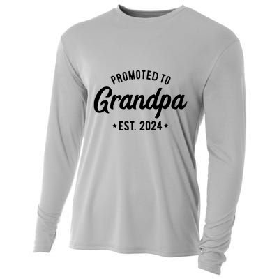 Promoted To Grandpa Est 2024 Grandparents Baby Announcement Cooling Performance Long Sleeve Crew