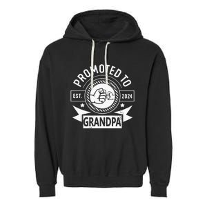 Promoted To Grandpa Est. 2024 Grandpa Pregnancy Garment-Dyed Fleece Hoodie