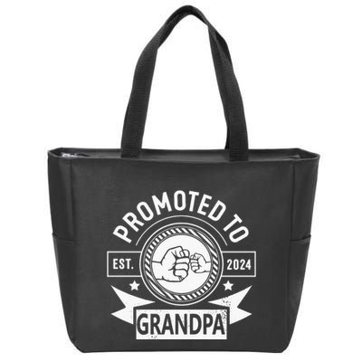 Promoted To Grandpa Est. 2024 Grandpa Pregnancy Zip Tote Bag
