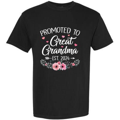 Promoted To Great Grandma Est 2024 First Time New Grandma Garment-Dyed Heavyweight T-Shirt