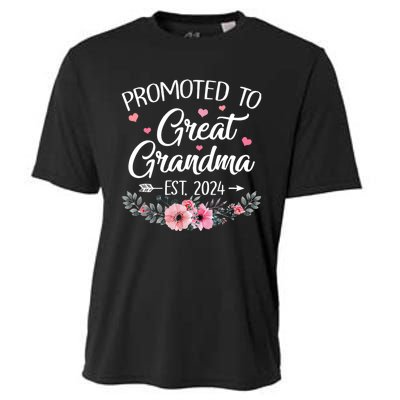 Promoted To Great Grandma Est 2024 First Time New Grandma Cooling Performance Crew T-Shirt