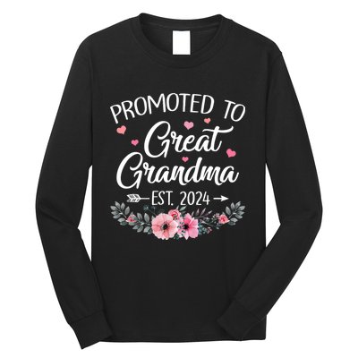 Promoted To Great Grandma Est 2024 First Time New Grandma Long Sleeve Shirt