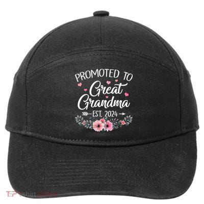 Promoted To Great Grandma Est 2024 First Time New Grandma 7-Panel Snapback Hat