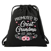 Promoted To Great Grandma Est 2024 First Time New Grandma Drawstring Bag