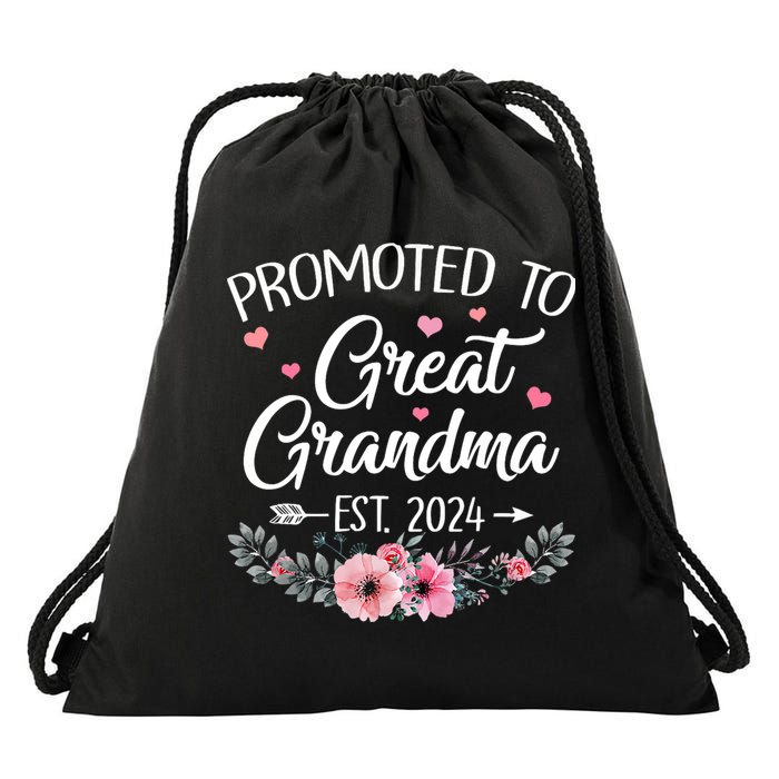 Promoted To Great Grandma Est 2024 First Time New Grandma Drawstring Bag