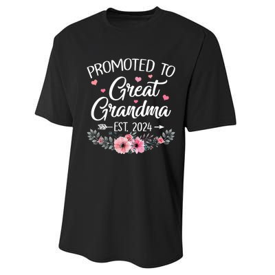 Promoted To Great Grandma Est 2024 First Time New Grandma Performance Sprint T-Shirt